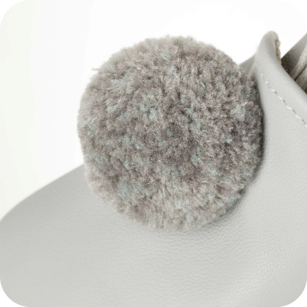 Baby booties with pompoms Grey