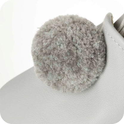 Baby booties with pompoms Grey