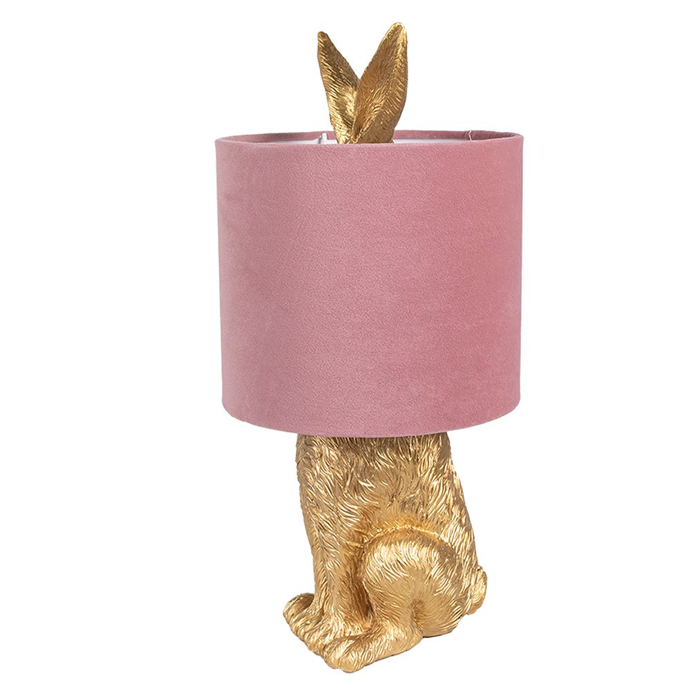 Tafellamp konijn 20x43 cm goudkleurig roze polyresin