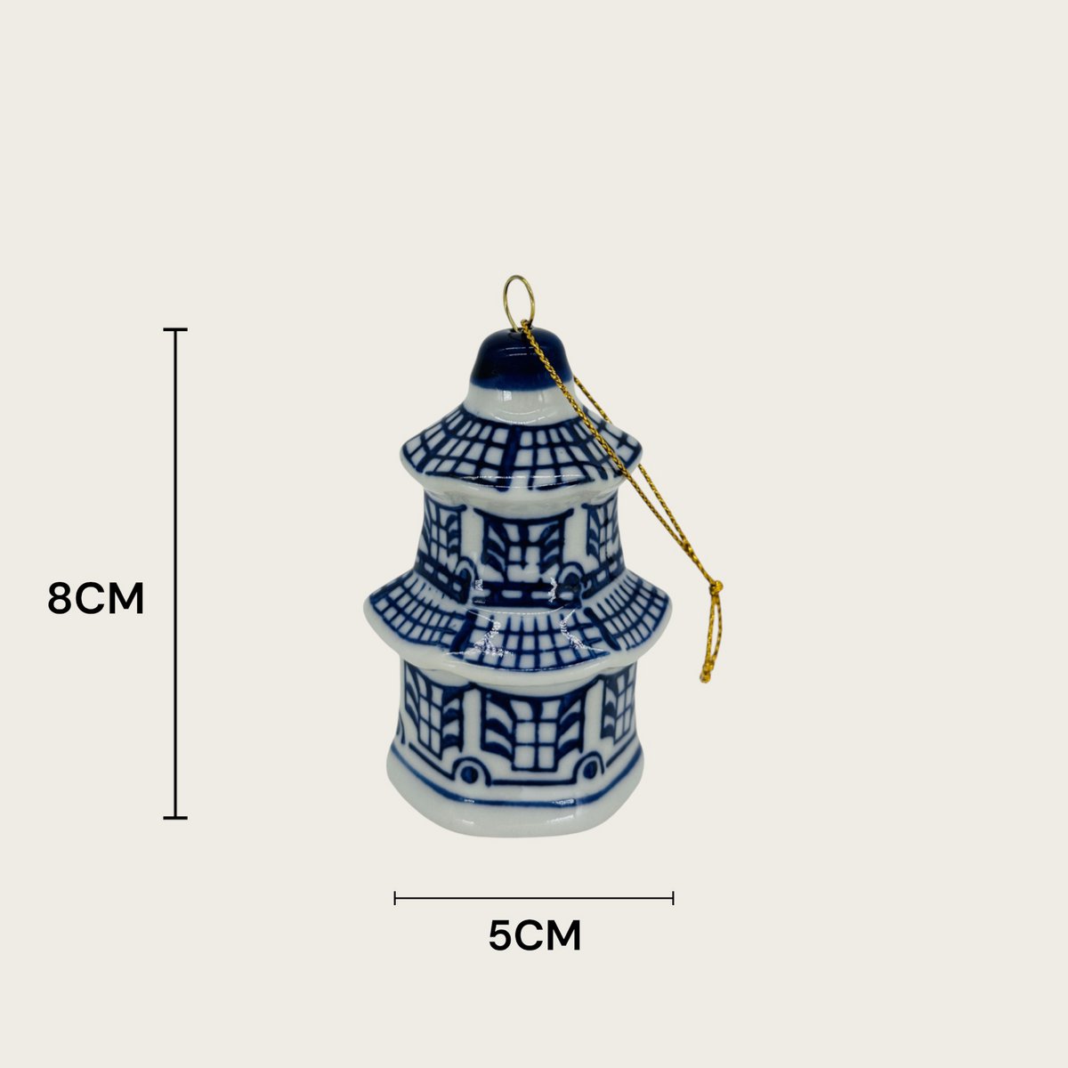 Blue and white porcelain mini Christmas ornament