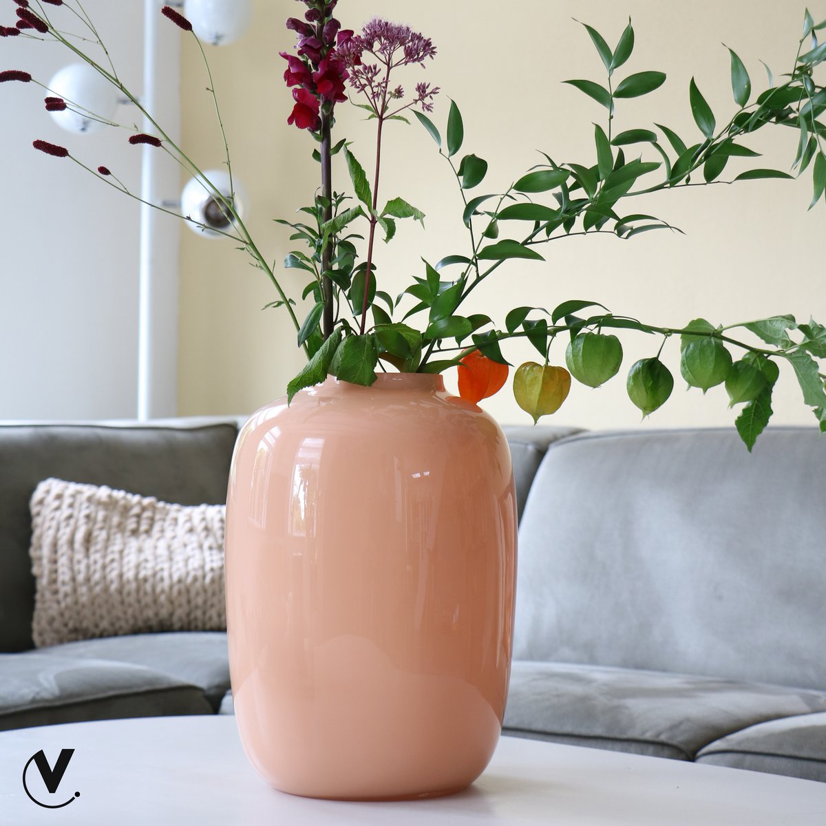 Vaas Artic M pastel peach Ø25 x H35 cm glas
