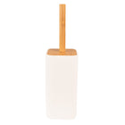 Toiletborstel houder 9x9x34 cm keramiek hout