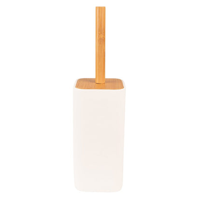 Toiletborstel houder 9x9x34 cm keramiek hout