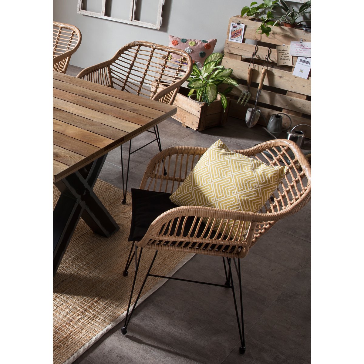 Industrial Mango Wood and Metal Dining Table 240x100 cm