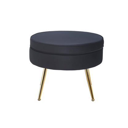 Round pouffe in black velvet