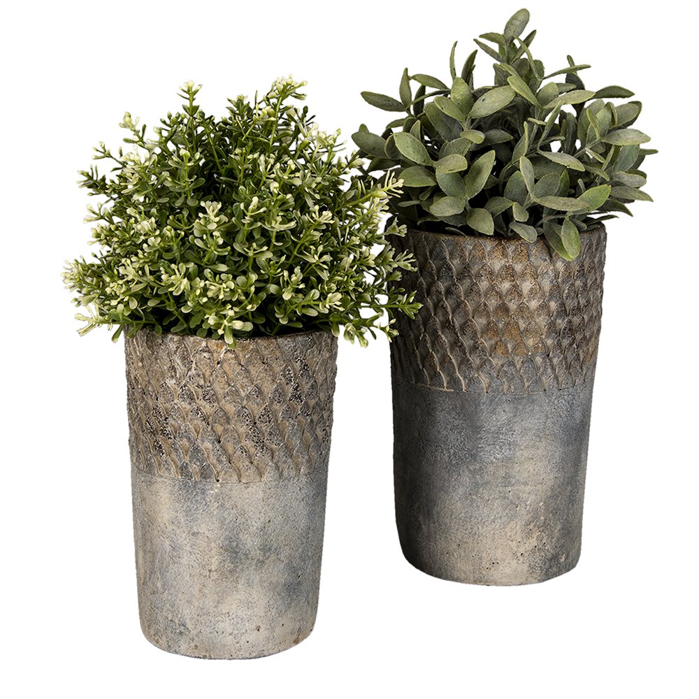 Bloempot Ø 24x39 cm Grijs Steen Bloempot Binnen
