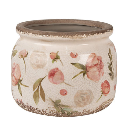 Bloempot Ø 20x15 cm Beige Roze Keramiek Bloemen Bloempot Binnen