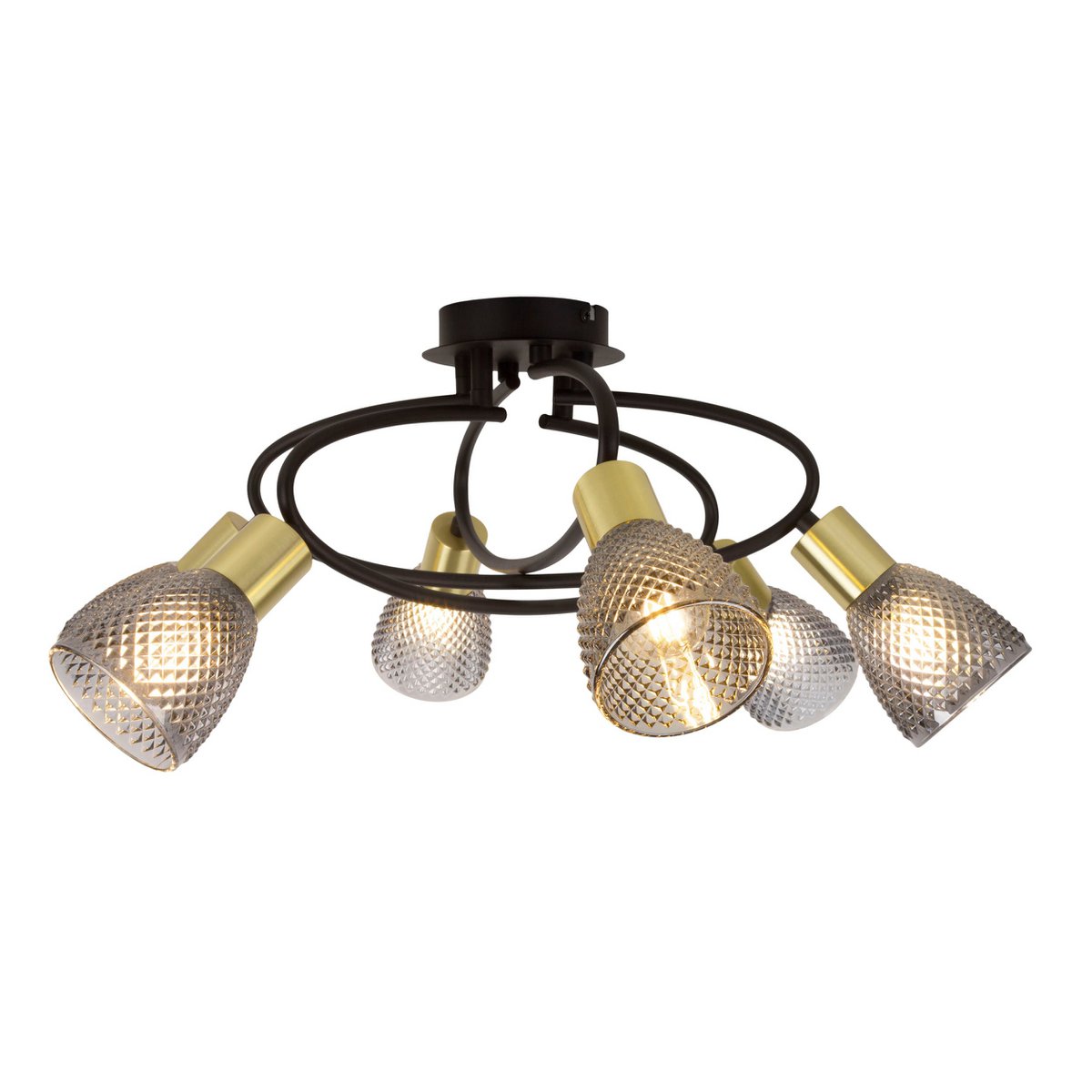 Plafondlamp 6 spots Lindita metaal glas 59x59x26 cm
