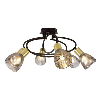 Plafondlamp 6 spots Lindita metaal glas 59x59x26 cm