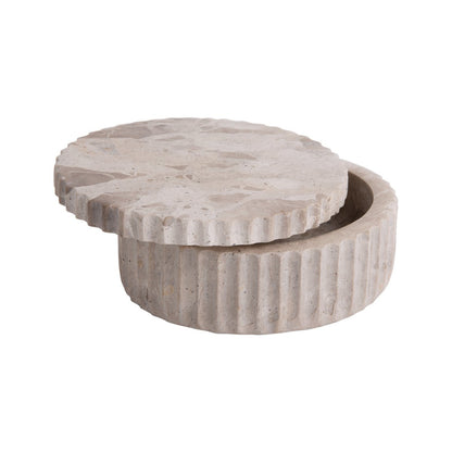 Kom met deksel 15 cm marmer bruin