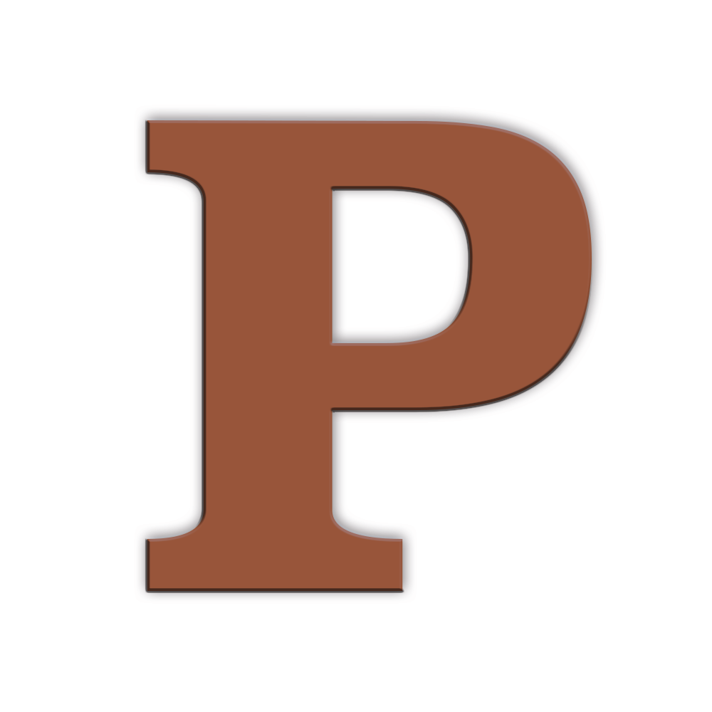 Decoratie letter P roest Dibond Steen Metaal