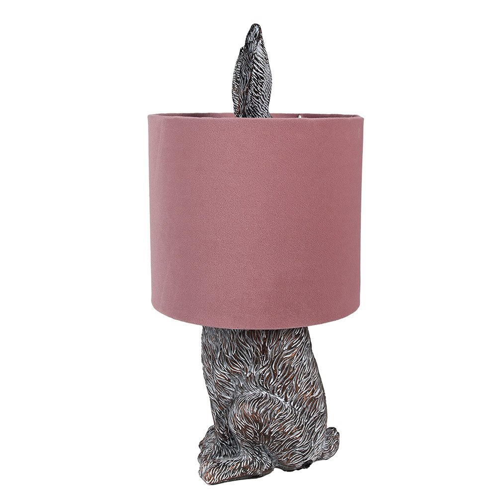 Tafellamp konijn Ø20x43 cm bruin roze polyresin