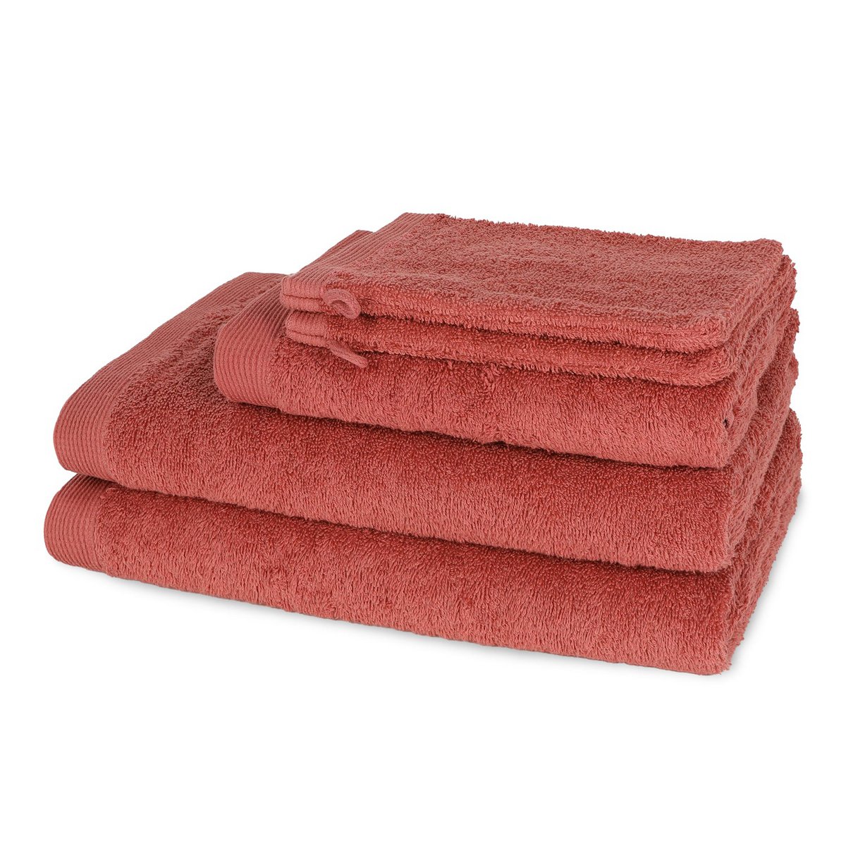 Handdoeken set steenrood 5 stuks 70x140 cm
