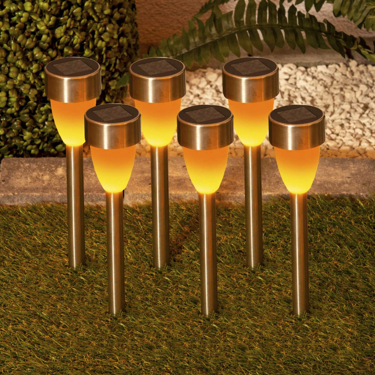 LED solar grondspots 6 stuks roestvrij staal