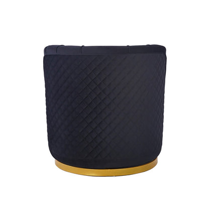 Black velvet swivel armchair