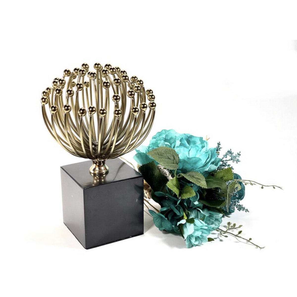 Bloemdecoratie metaal goud zwart 26x23 cm