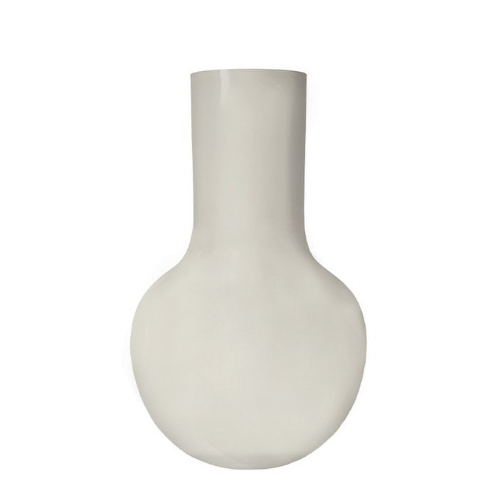 Vaas bolvorm 25.5x37 cm glas beige wit