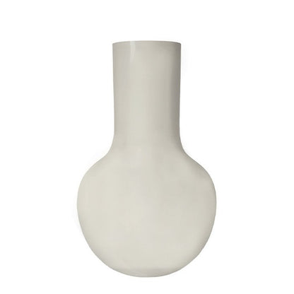 Vaas bolvorm 25.5x37 cm glas beige wit
