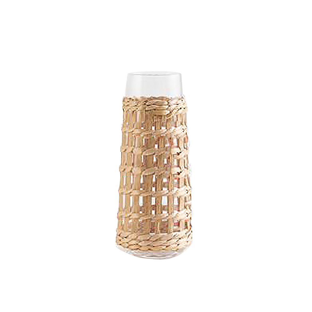 Karaf rattan 12x12x28 cm glas