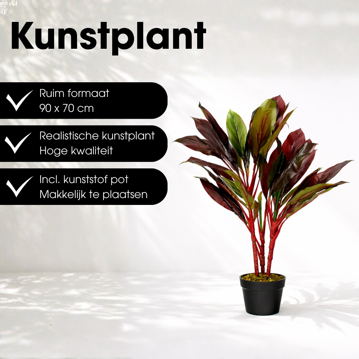 Kunstplant Cordyline rood 90 cm