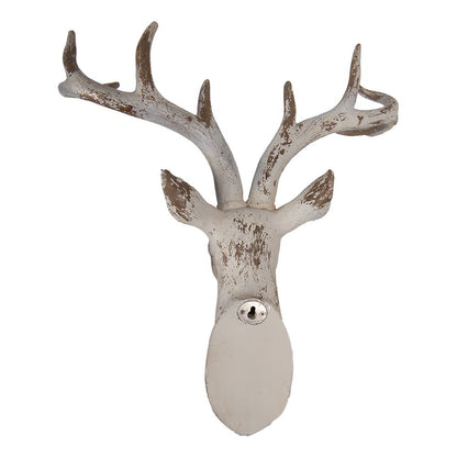 Wanddecoratie hert 33x16x37 cm beige kunststof