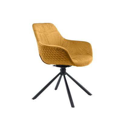 Fauteuil mosterdgeel fluweel honingraatstiksel 64x82x63 cm