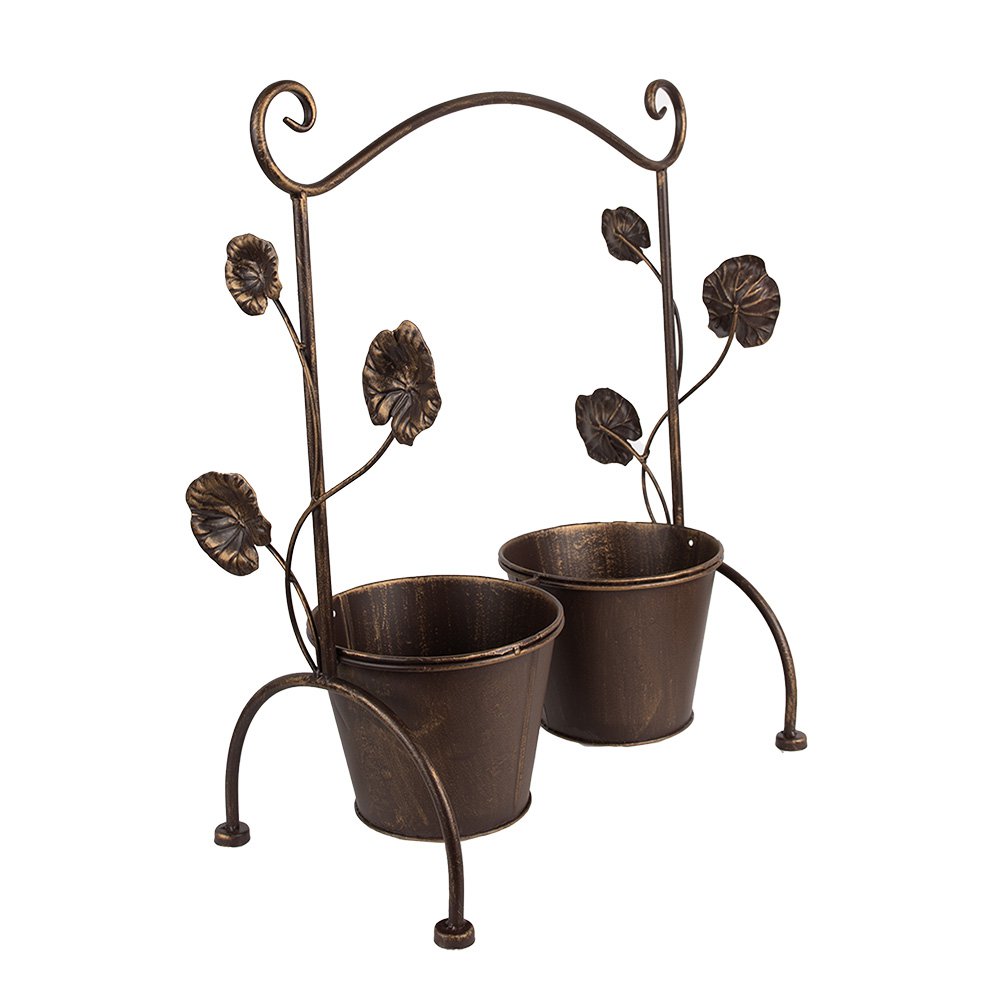 Bloempot 40x20x47 cm ijzer bruin zwart