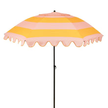 Parasol 195 cm geel roze gestreept
