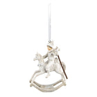 Kersthanger hobbelpaard 20 cm beige kunststof
