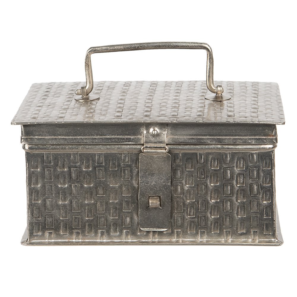 Metalen opbergdoosje 21x14x11 cm zilver