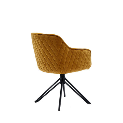 Fauteuil draaibaar fluweel geel zwart 60x59x83 cm