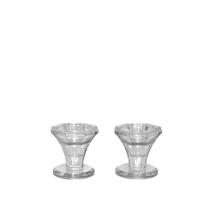 Kandelaars glas 5.5 cm transparant set van 2