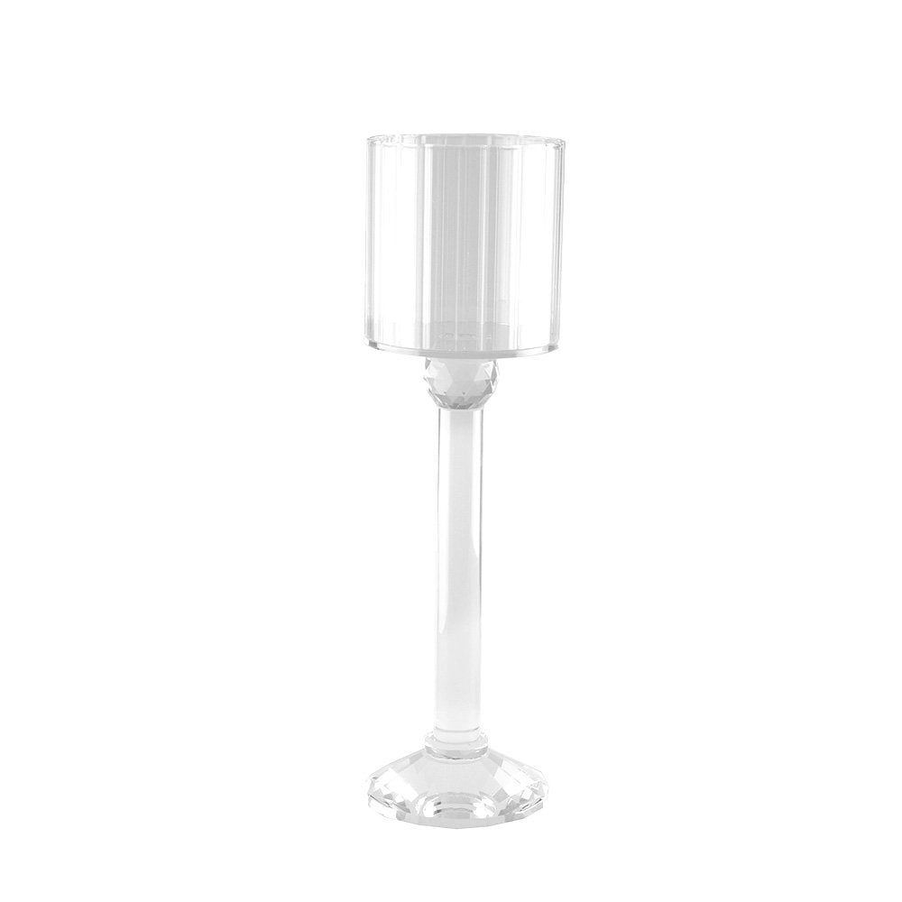 Kandelaar kristal glas 10x10x35 cm transparant