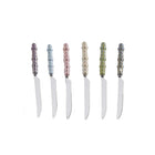 Silver Dessert Knives with Multi-Coloured Handles - Set of 6