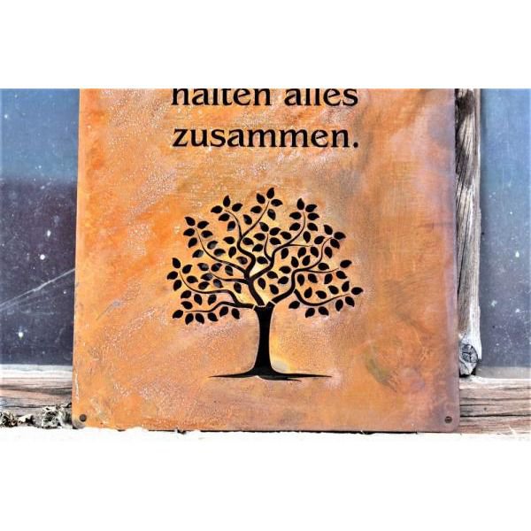 Decoratief bord familie spreuk 60x33 cm metaal roestkleur