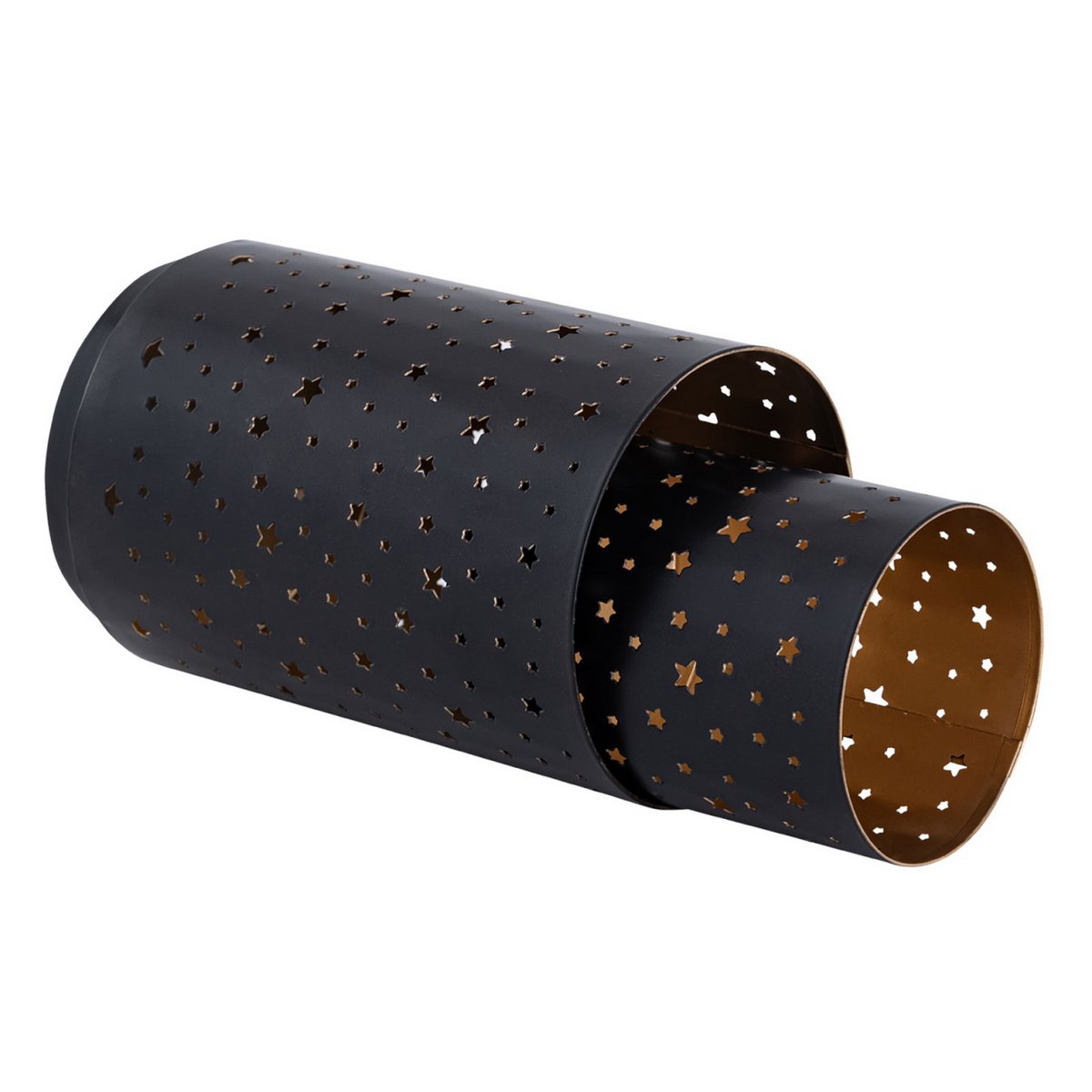 Kandelaars set 2 stuks Ø8x12cm en Ø11x16cm zwart goud