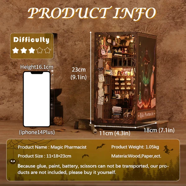 Booknook miniatuur bouwpakket The Magic Pharmacist 18x11x23cm