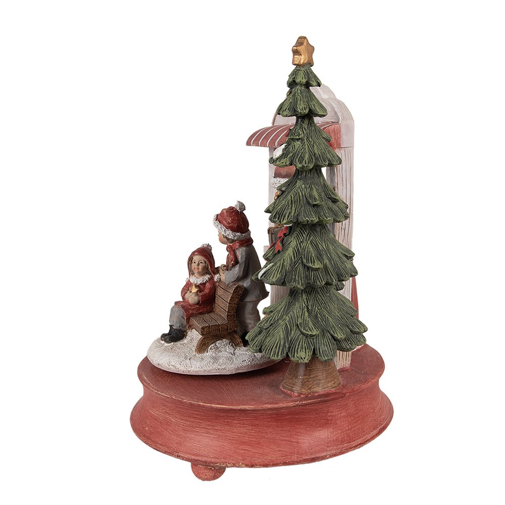 Muziekdoos Kerstman 24 cm rood polyresin hout