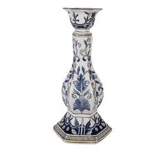 Candlestick Ø 18x36 cm White Blue Porcelain