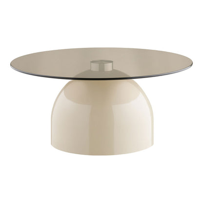 Salontafel rond ø70x33 cm glas metaal grijs/beige