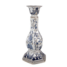 Candlestick Ø 18x36 cm White Blue Porcelain