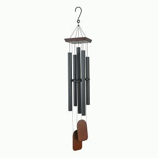 Windgong 120 cm zwart aluminium rubberhout