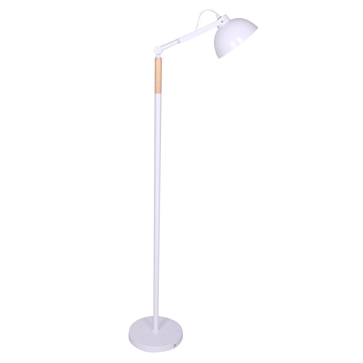 Vloerlamp metaal hout wit 149 cm