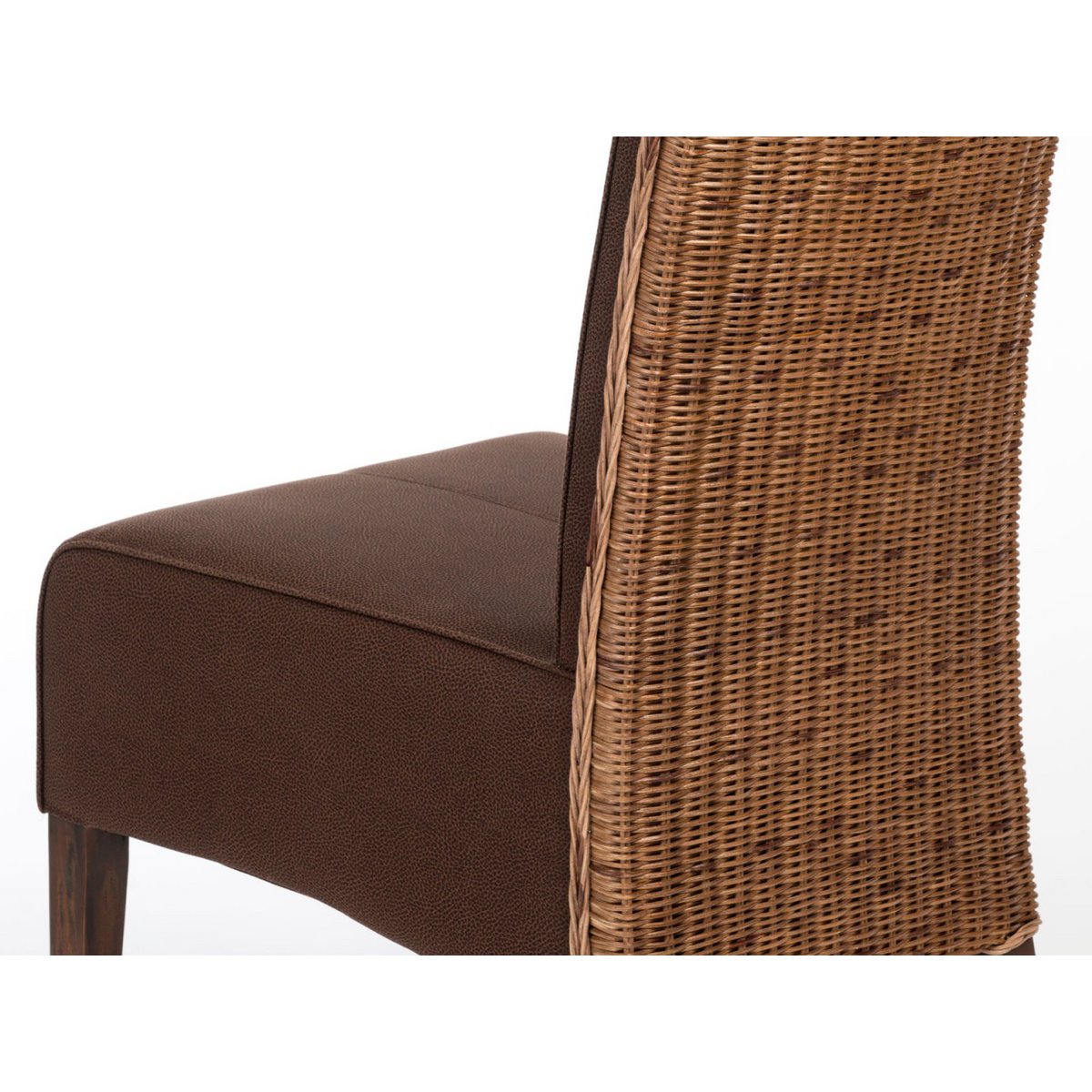 Rattan Eetkamerstoelen Set Van 6 Met Zittingen Wildleer Look