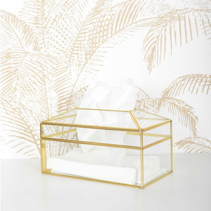 Zakdoekdoos glas 19x11x10 cm goud