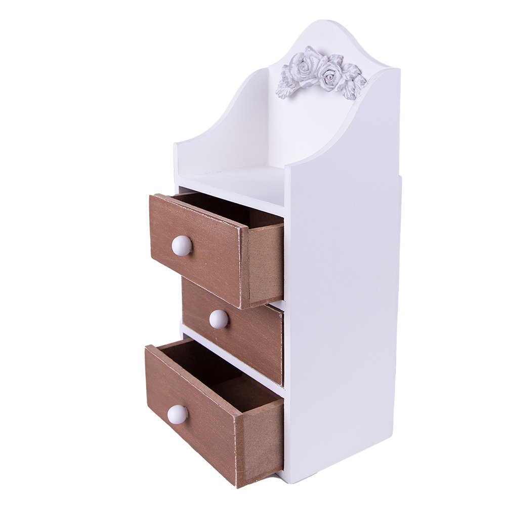 Ladekastje 13x9x27 cm MDF polyresin wit bruin