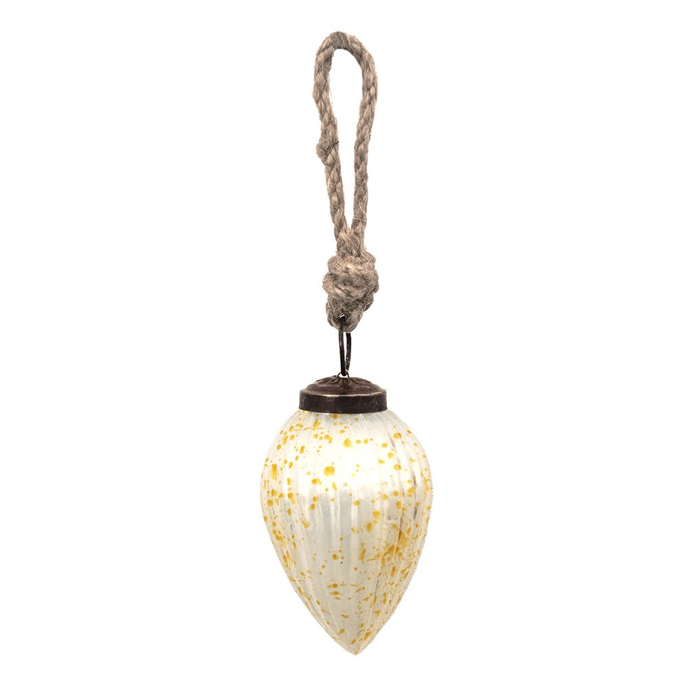 Kerstbal 5 cm wit geel glas