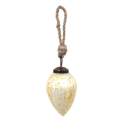 Kerstbal 5 cm wit geel glas