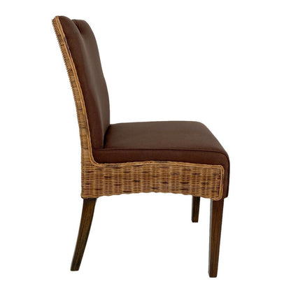 Rattan Eetkamerstoelen Set Van 4 Prairie Bruin Gestoffeerd