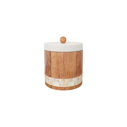 Houten opbergdoos met wit deksel 13x13x12,5 cm
